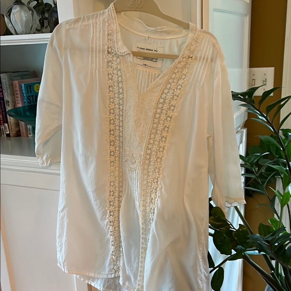 Johnny Was Cream Embroidered Blouse